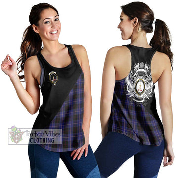 Dunlop Tartan Women's Racerback Tanks with Family Crest and Military Logo Style