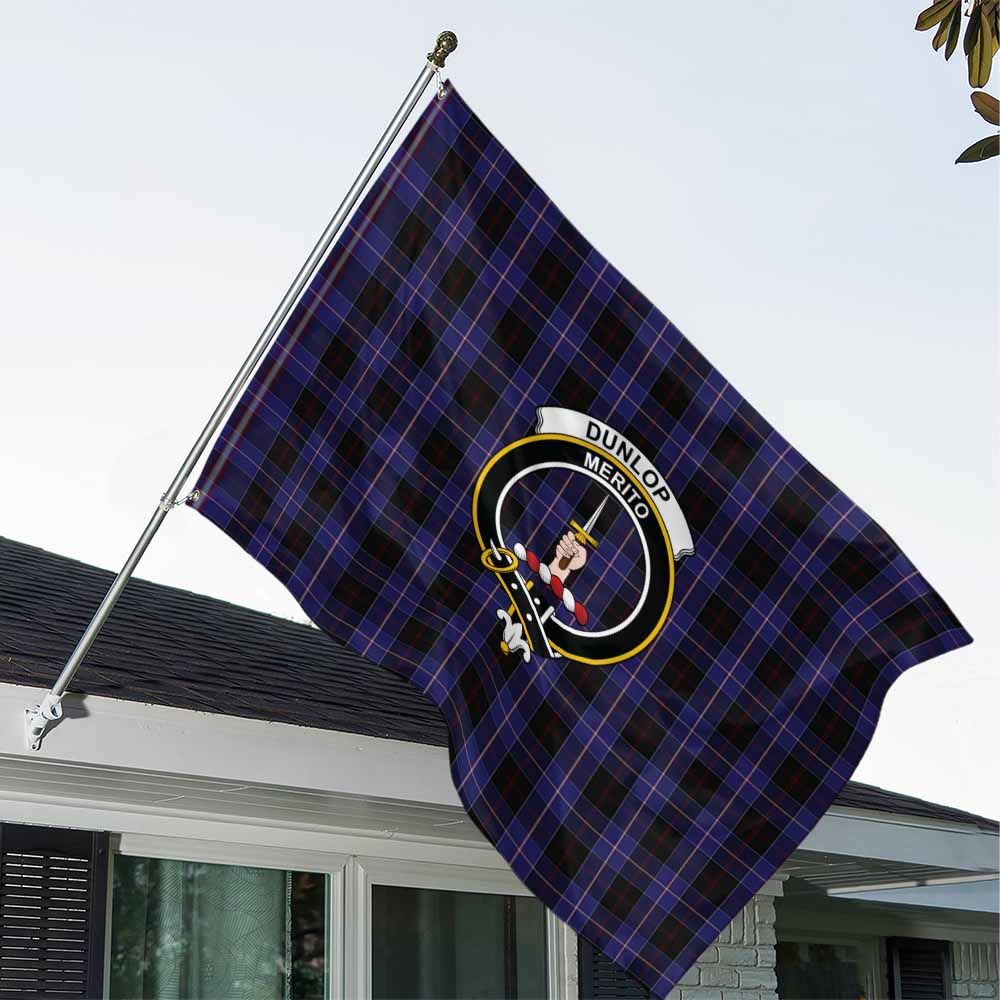 Tartan Vibes Clothing Dunlop Tartan House Flag with Family Crest