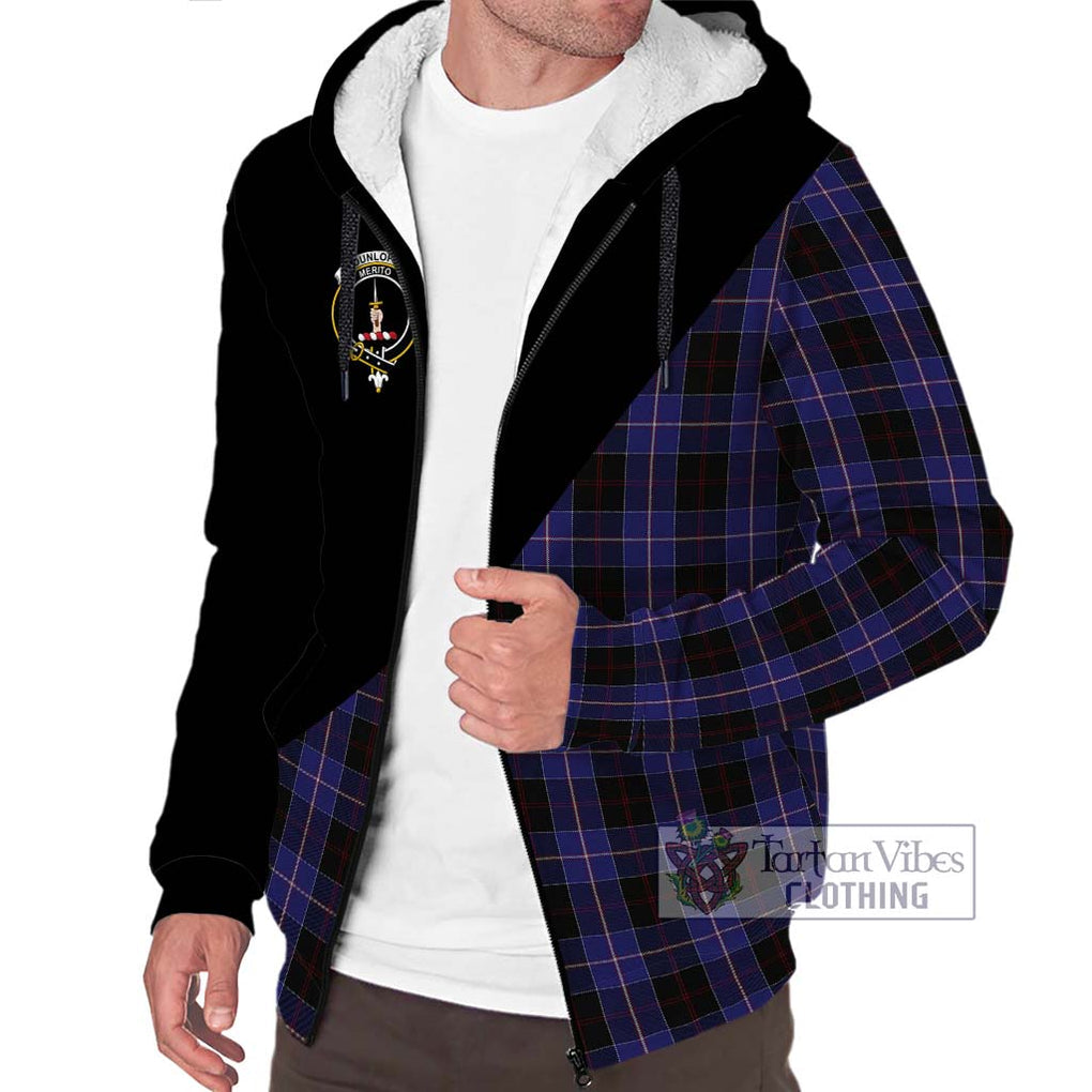 Dunlop Tartan Sherpa Hoodie with Family Crest and Military Logo Style Unisex S - Tartanvibesclothing Shop