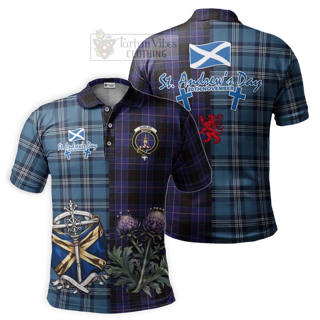 Tartan Vibes Clothing Dunlop Tartan Polo Shirt Happy St. Andrew's Day Half Tartan Style