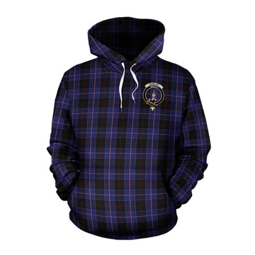 Dunlop Tartan Cotton Hoodie with Family Crest Celtic Skull Style