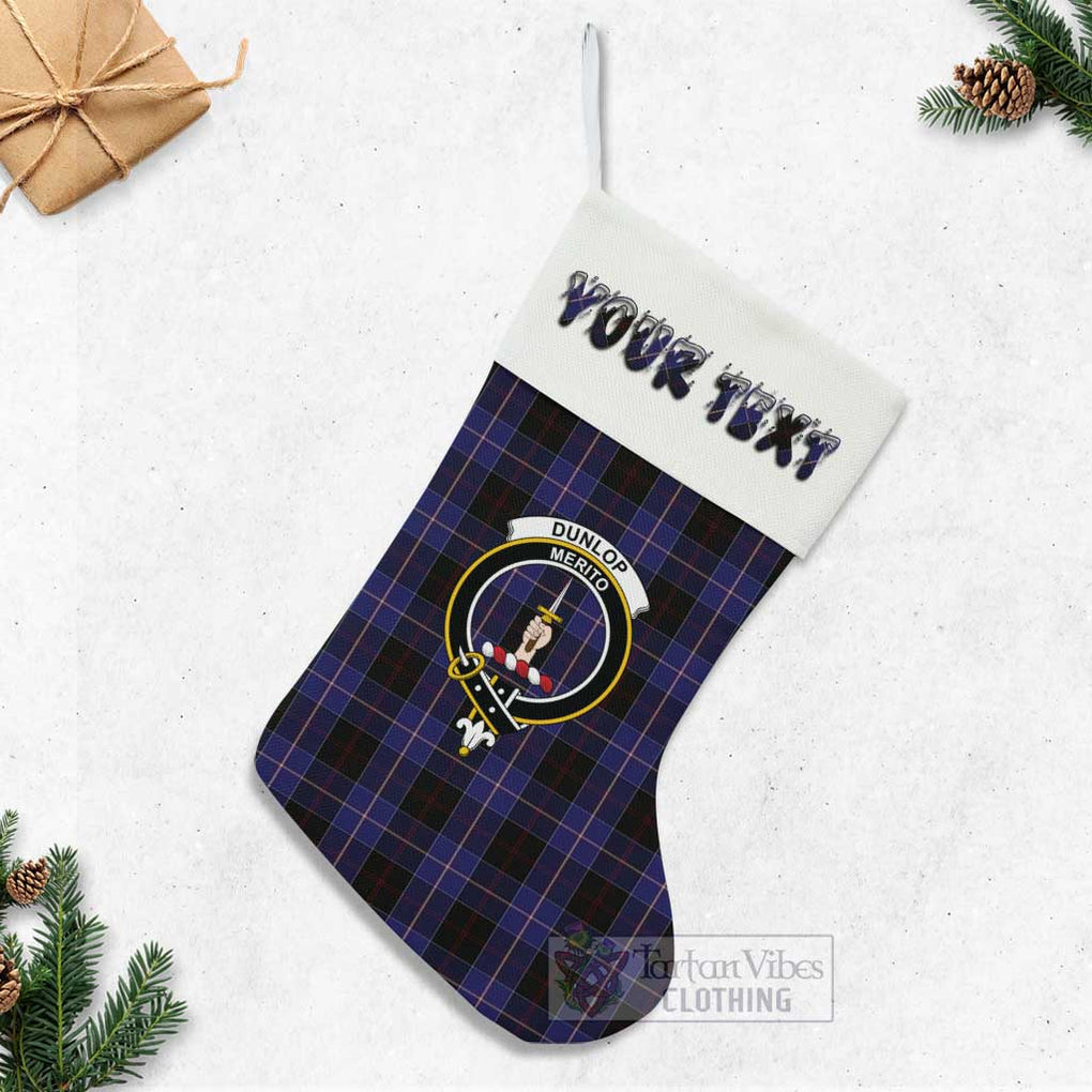 Tartan Vibes Clothing Dunlop Tartan Family Crest Christmas Stocking with Personalized Text