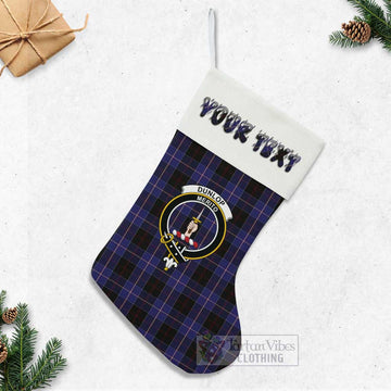 Dunlop Tartan Family Crest Christmas Stocking with Personalized Text