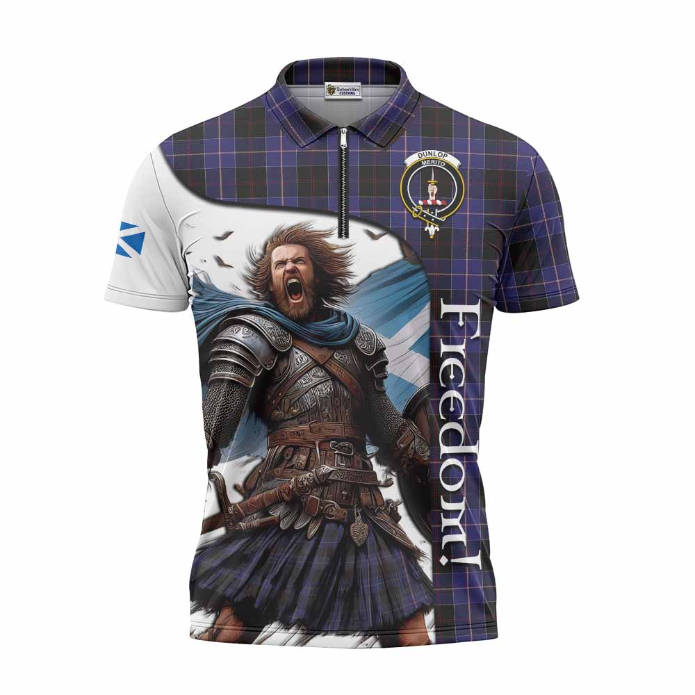 Tartan Vibes Clothing Dunlop Crest Tartan Zipper Polo Shirt Inspired by the Freedom of Scottish Warrior