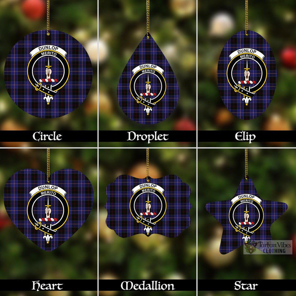 Tartan Vibes Clothing Dunlop Tartan Christmas Aluminium Ornament with Family Crest