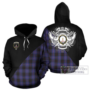 Dunlop Tartan Hoodie with Family Crest and Military Logo Style