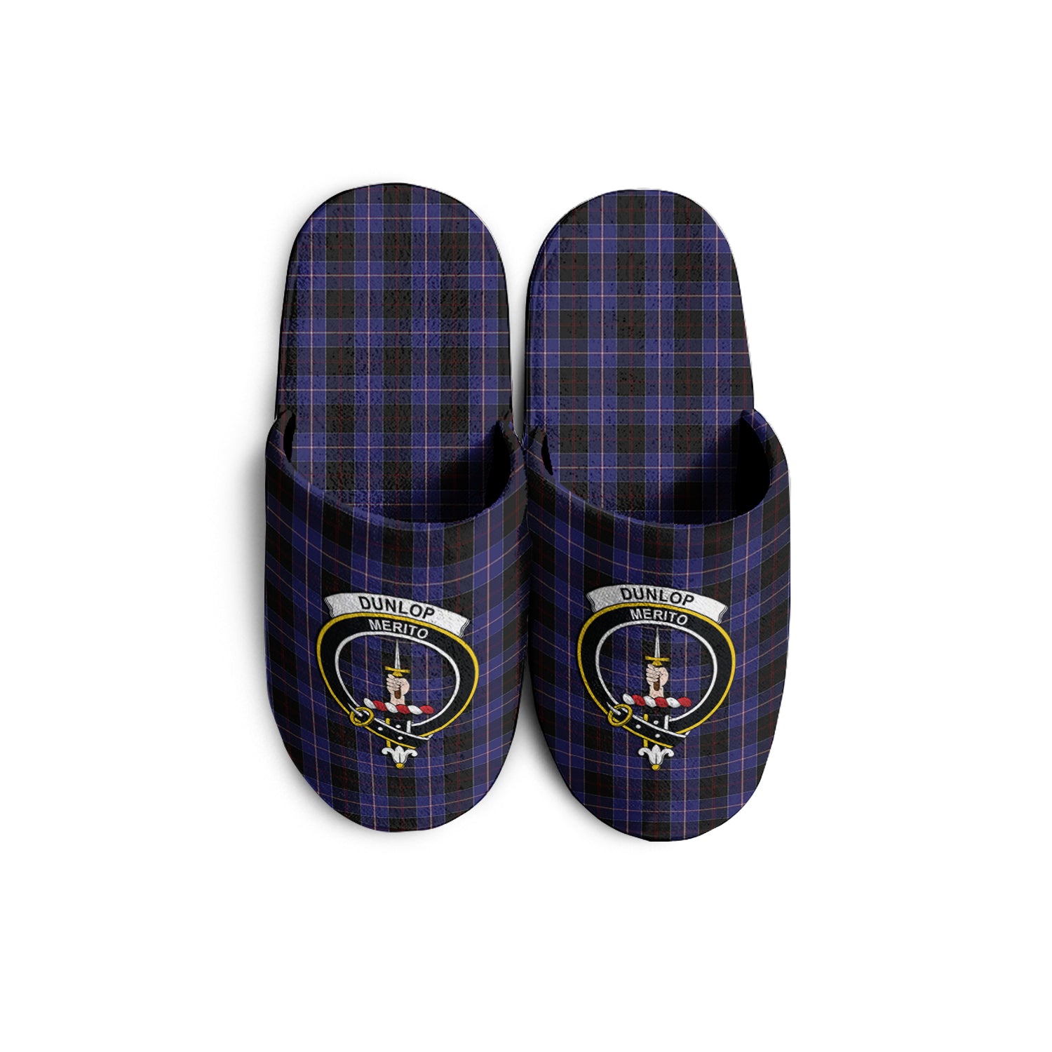 Dunlop Tartan Home Slippers with Family Crest - Tartanvibesclothing