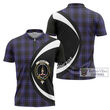 Dunlop Tartan Zipper Polo Shirt with Family Crest Circle Style