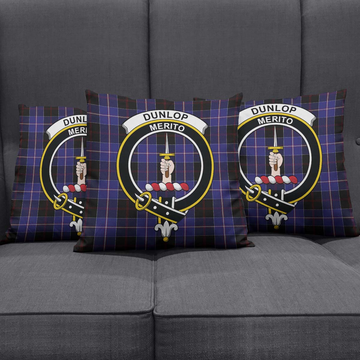 Dunlop Tartan Pillow Cover with Family Crest Square Pillow Cover - Tartanvibesclothing