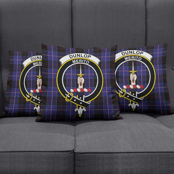 Dunlop Tartan Pillow Cover with Family Crest