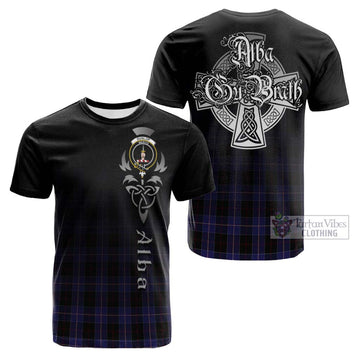 Dunlop Tartan Cotton T-shirt Featuring Alba Gu Brath Family Crest Celtic Inspired