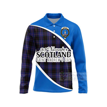 Dunlop Family Crest Tartan Long Sleeve Polo Shirt Celebrate Saint Andrew's Day in Style