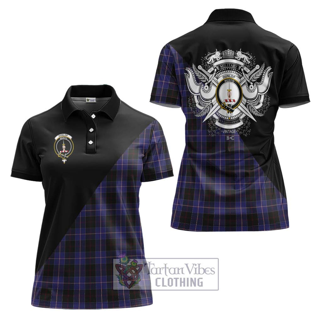 Dunlop Tartan Women's Polo Shirt with Family Crest and Military Logo Style Women - Tartanvibesclothing Shop