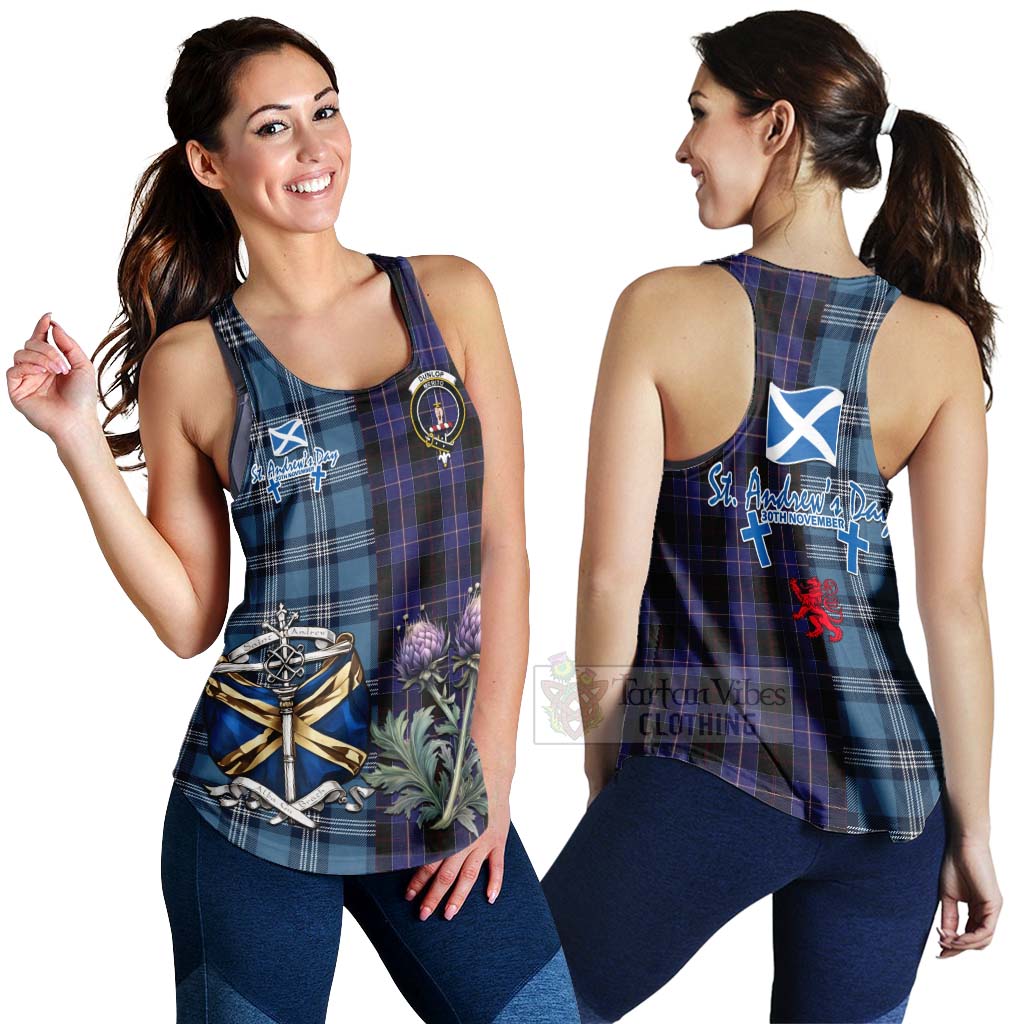 Tartan Vibes Clothing Dunlop Tartan Women's Racerback Tanks Happy St. Andrew's Day Half Tartan Style