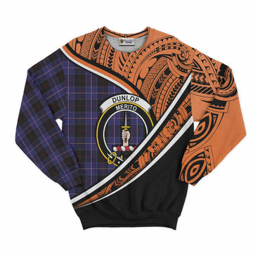 Dunlop Crest Tartan Sweatshirt with Polynesian Vibes Style - Orange Version