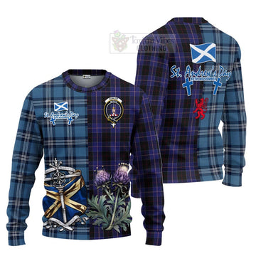 Dunlop Tartan Knitted Sweater Happy St. Andrew's Day Half Tartan Style