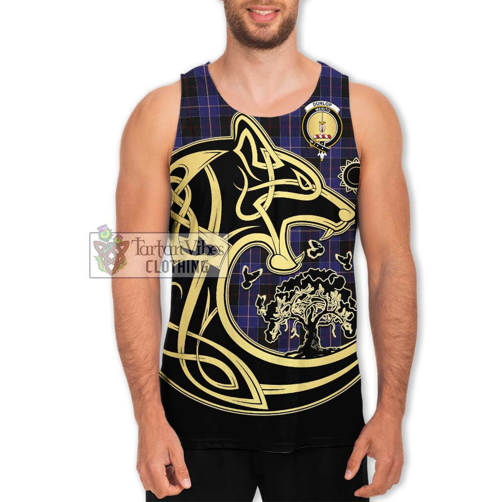 Dunlop Tartan Men's Tank Top with Family Crest Celtic Wolf Style Men - Tartan Vibes Clothing