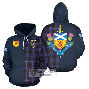 Dunlop Tartan Hoodie Alba with Scottish Lion Royal Arm Half Style