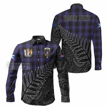 Dunlop Crest Tartan Long Sleeve Button Shirt with New Zealand Silver Fern Half Style