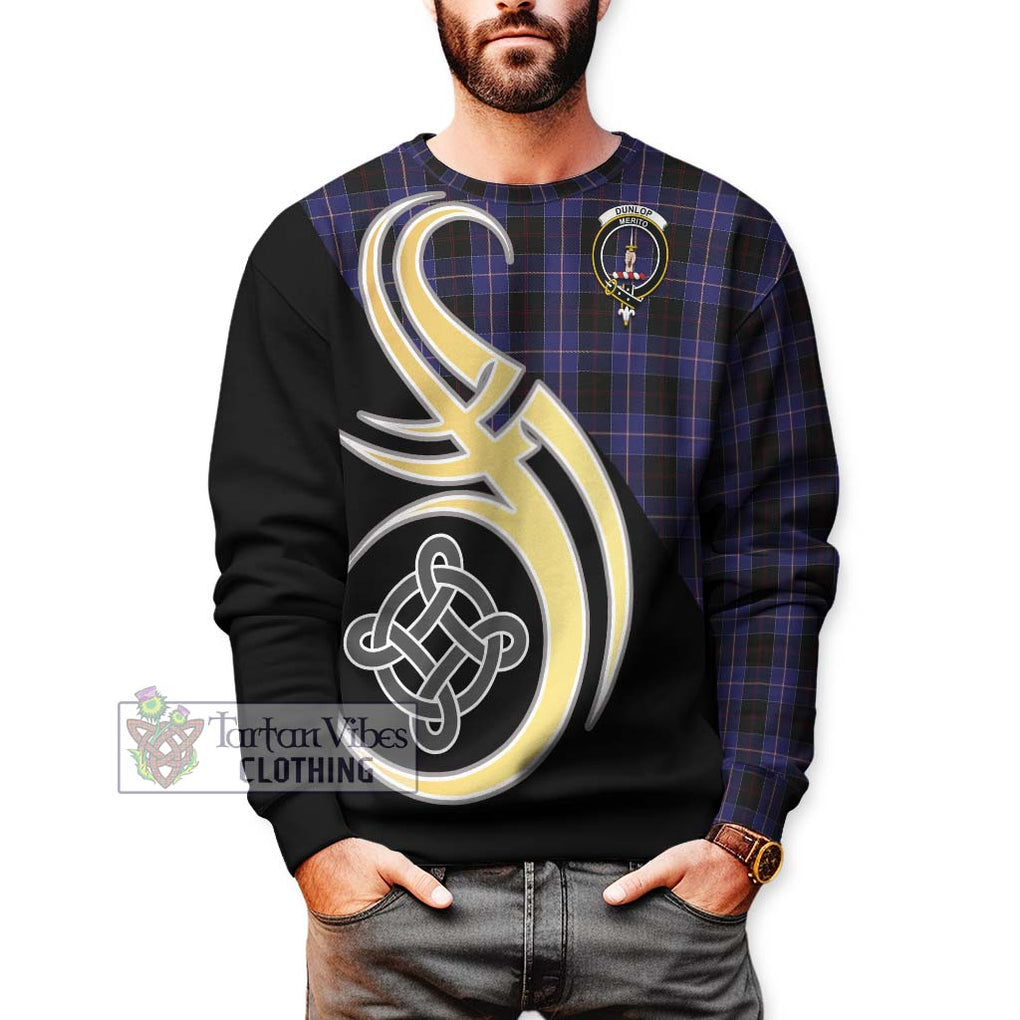 Dunlop Tartan Sweatshirt with Family Crest and Celtic Symbol Style Unisex - Tartan Vibes Clothing