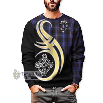 Dunlop Tartan Sweatshirt with Family Crest and Celtic Symbol Style