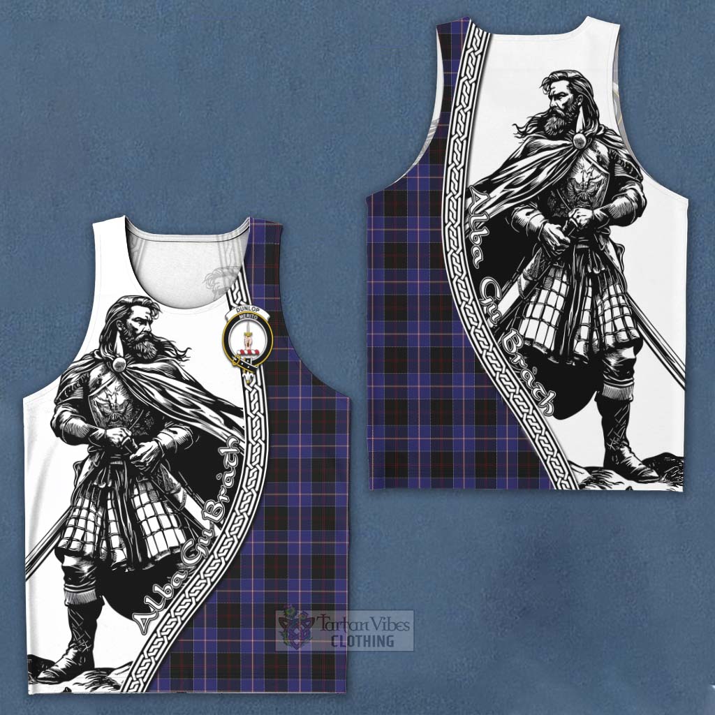 Tartan Vibes Clothing Dunlop Tartan Clan Crest Men's Tank Top with Highlander Warrior Celtic Style