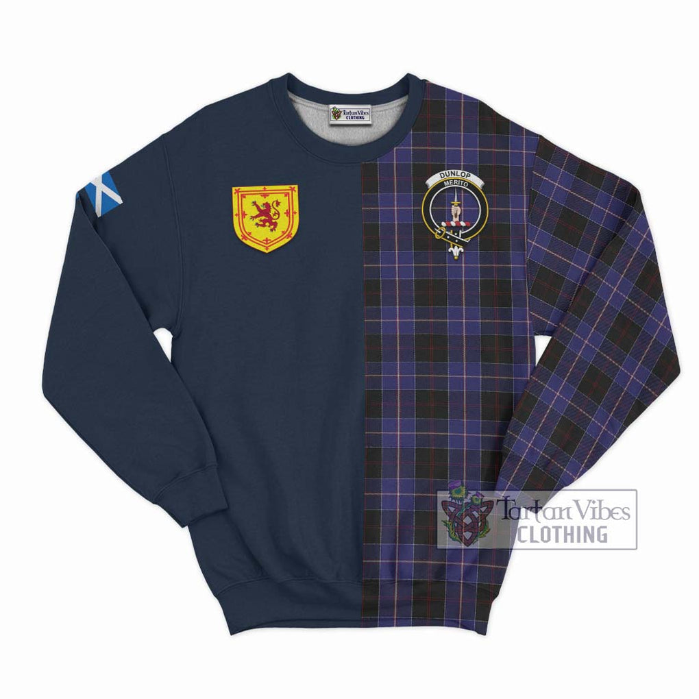 Tartan Vibes Clothing Dunlop Tartan Sweatshirt with Scottish Lion Royal Arm Half Style