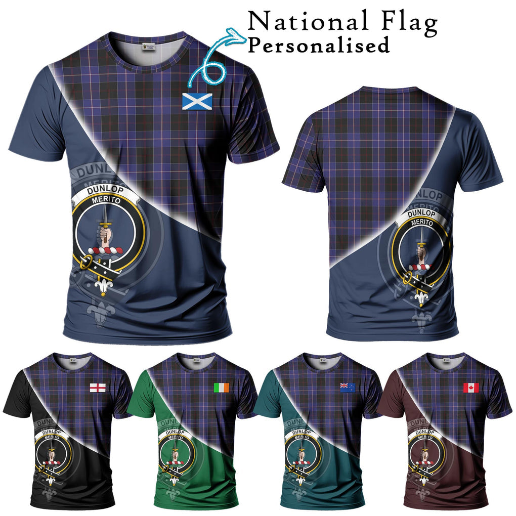 Dunlop Tartan T-Shirt with Personalised National Flag and Family Crest Half Style Kid's Shirt - Tartanvibesclothing Shop