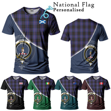 Dunlop Tartan T-Shirt with Personalised National Flag and Family Crest Half Style