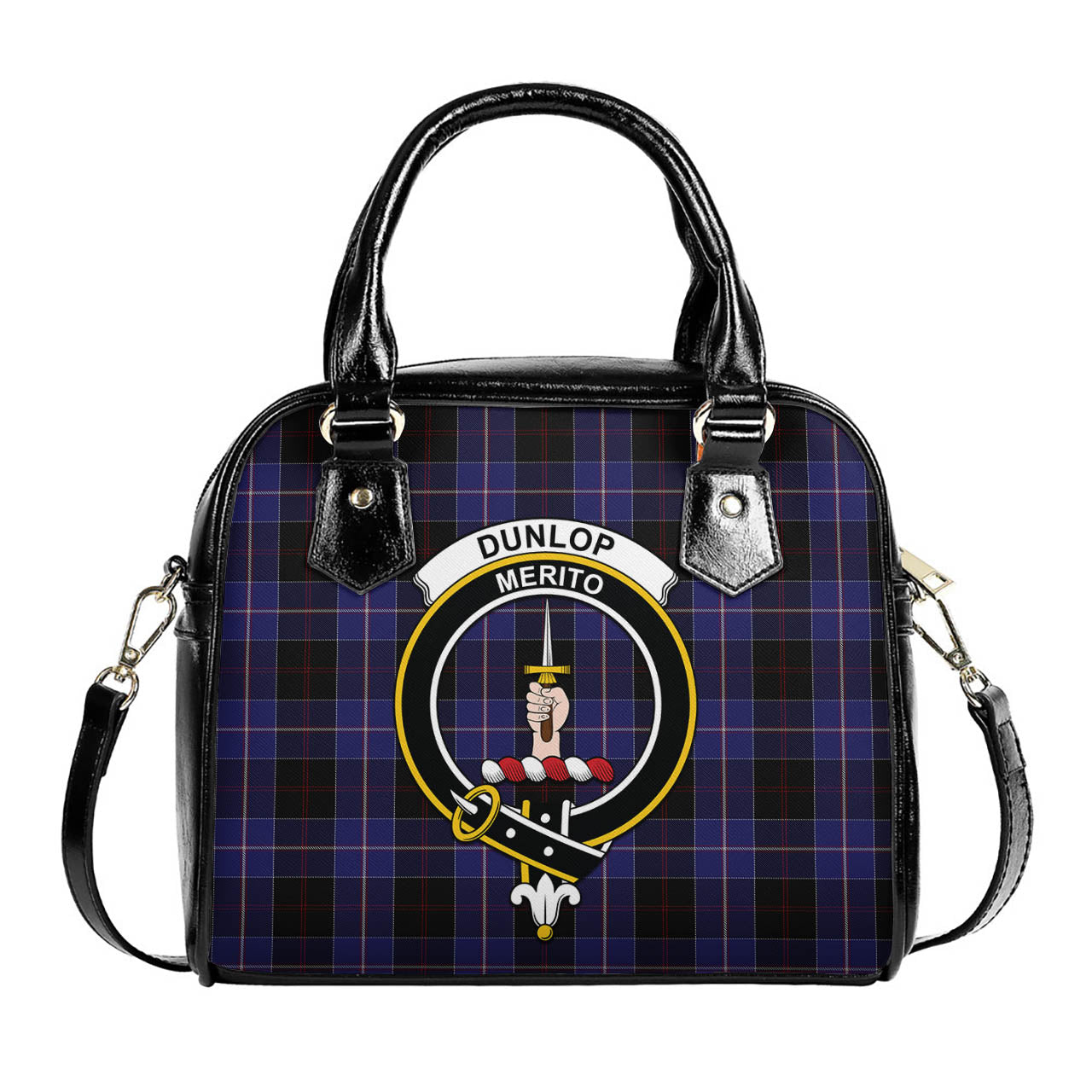 Dunlop Tartan Shoulder Handbags with Family Crest One Size 6*25*22 cm - Tartanvibesclothing