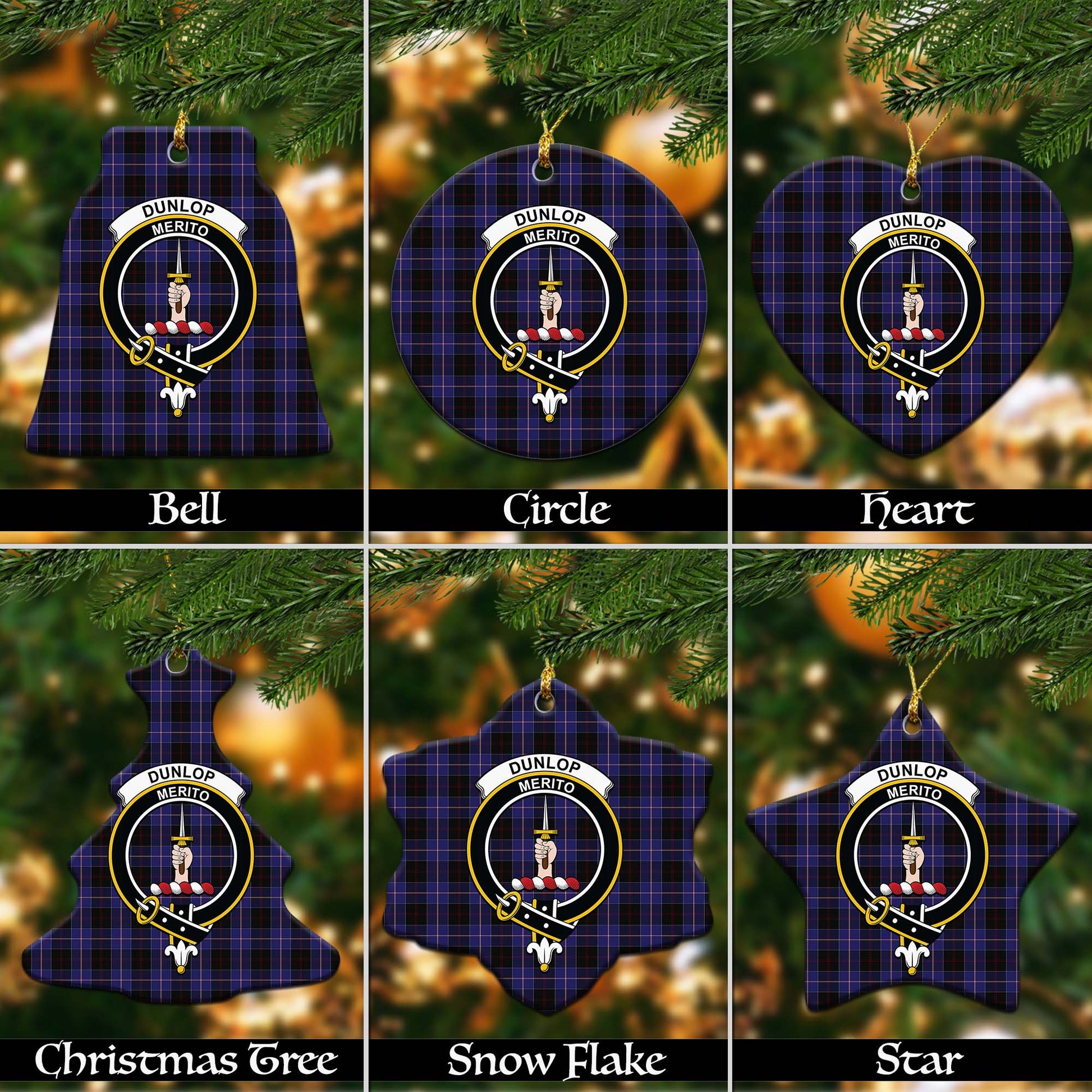 Dunlop Tartan Christmas Ornaments with Family Crest - Tartanvibesclothing