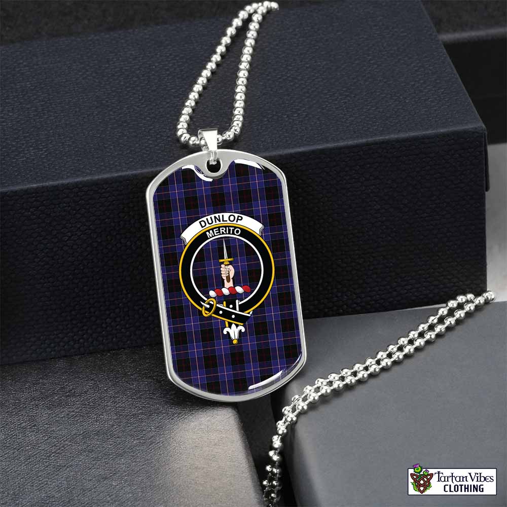 Tartan Vibes Clothing Dunlop Tartan Dog Tag Necklace with Family Crest