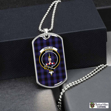 Dunlop Tartan Dog Tag Necklace with Family Crest