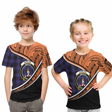 Dunlop Crest Tartan Kid T-Shirt with Polynesian Vibes Style - Orange Version