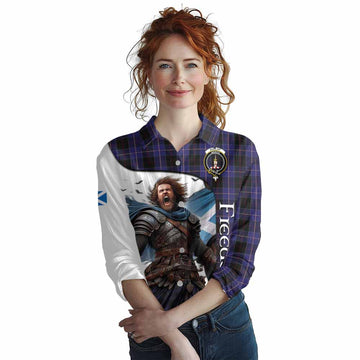 Dunlop Crest Tartan Women's Casual Shirt Inspired by the Freedom of Scottish Warrior