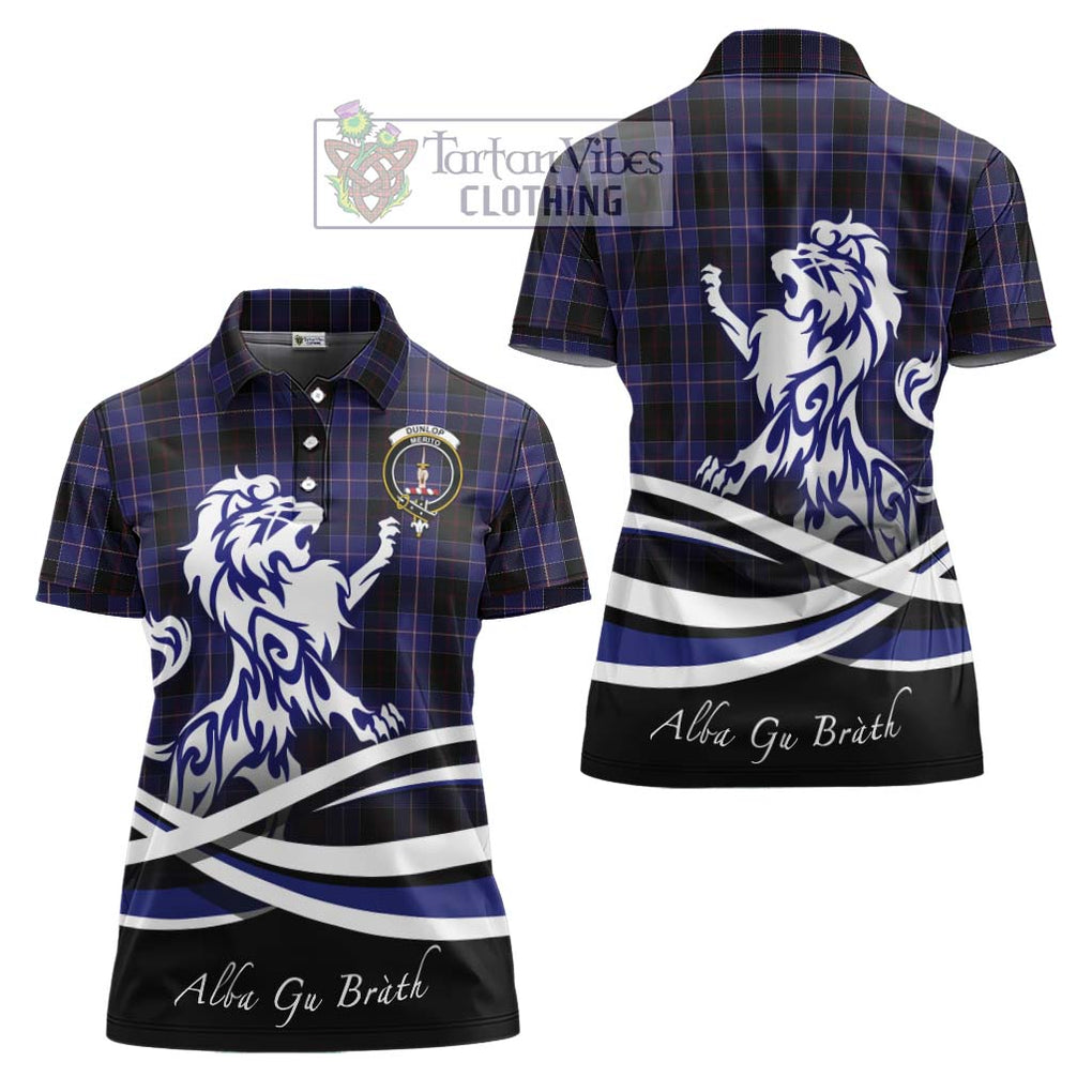 Dunlop Tartan Women's Polo Shirt with Alba Gu Brath Regal Lion Emblem Women - Tartanvibesclothing Shop