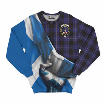 Dunlop Tartan Sweatshirt with Family Crest Scotland Patriotic Style