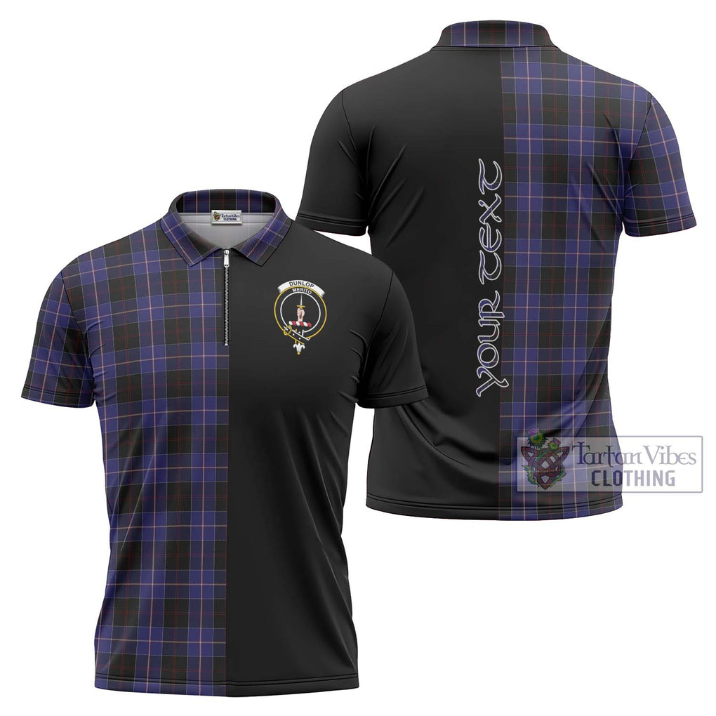 Dunlop Tartan Zipper Polo Shirt with Family Crest and Half Of Me Style Unisex - Tartanvibesclothing Shop