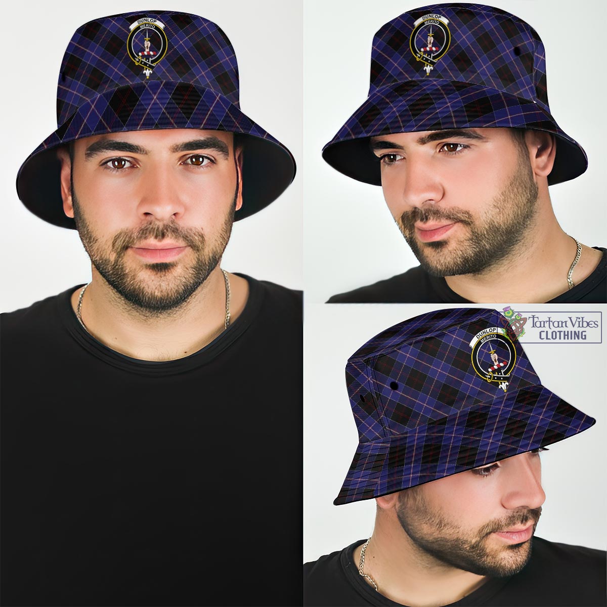 Tartan Vibes Clothing Dunlop Tartan Bucket Hat with Family Crest