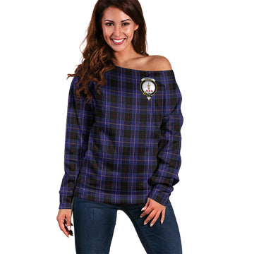 Dunlop Tartan Off Shoulder Women Sweater with Family Crest