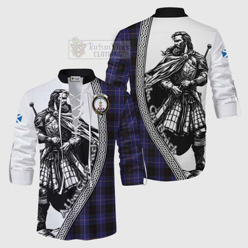 Dunlop Tartan Clan Crest Ghillie Kilt Shirt with Highlander Warrior Celtic Style