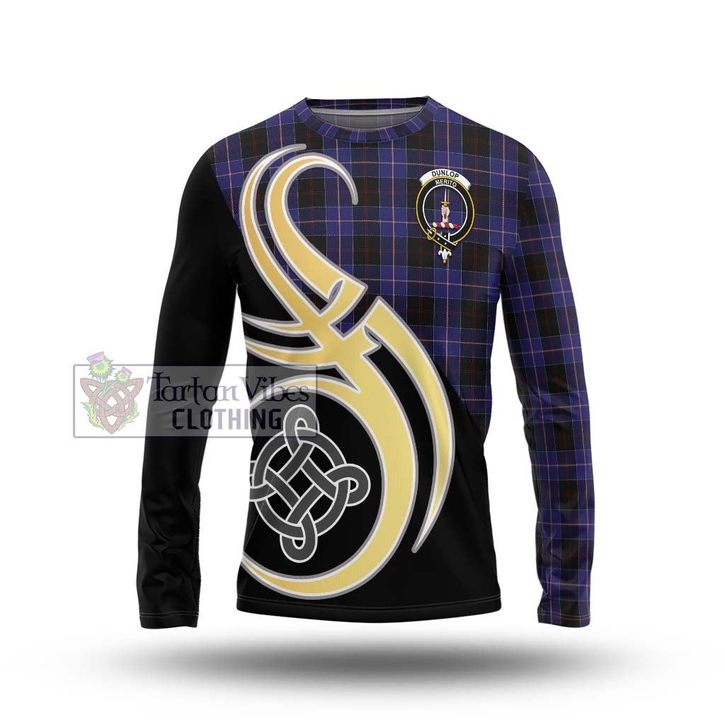 Dunlop Tartan Long Sleeve T-Shirt with Family Crest and Celtic Symbol Style Unisex - Tartan Vibes Clothing