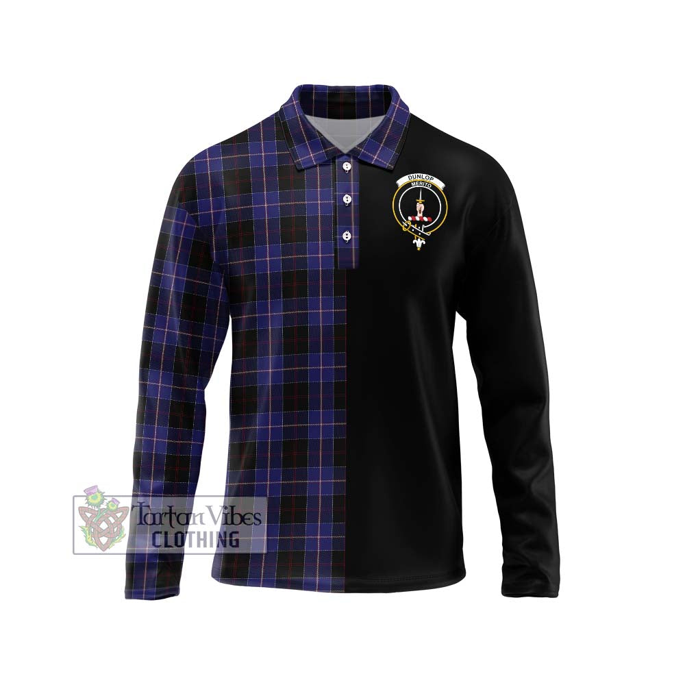 Dunlop Tartan Long Sleeve Polo Shirt with Family Crest and Half Of Me Style Unisex - Tartanvibesclothing Shop