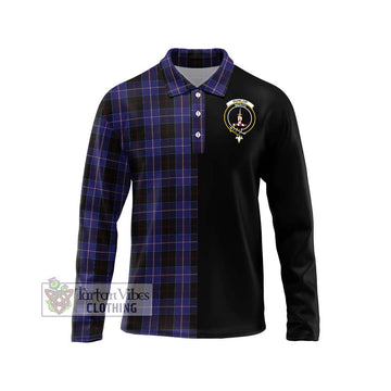 Dunlop Tartan Long Sleeve Polo Shirt with Family Crest and Half Of Me Style