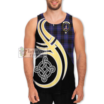 Dunlop Tartan Men's Tank Top with Family Crest and Celtic Symbol Style