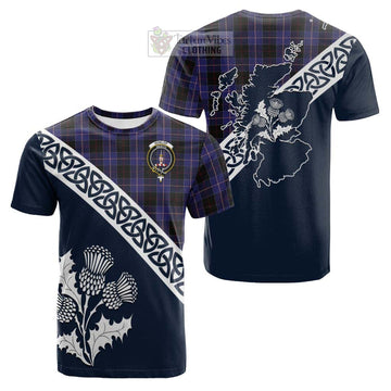 Dunlop Tartan Cotton T-shirt Featuring Thistle and Scotland Map