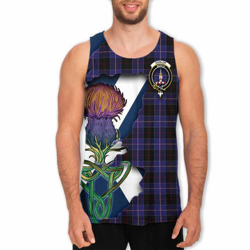 Dunlop Tartan Family Crest Men's Tank Top Scottish Thistle Celtic Inspired Men - Tartan Vibes Clothing