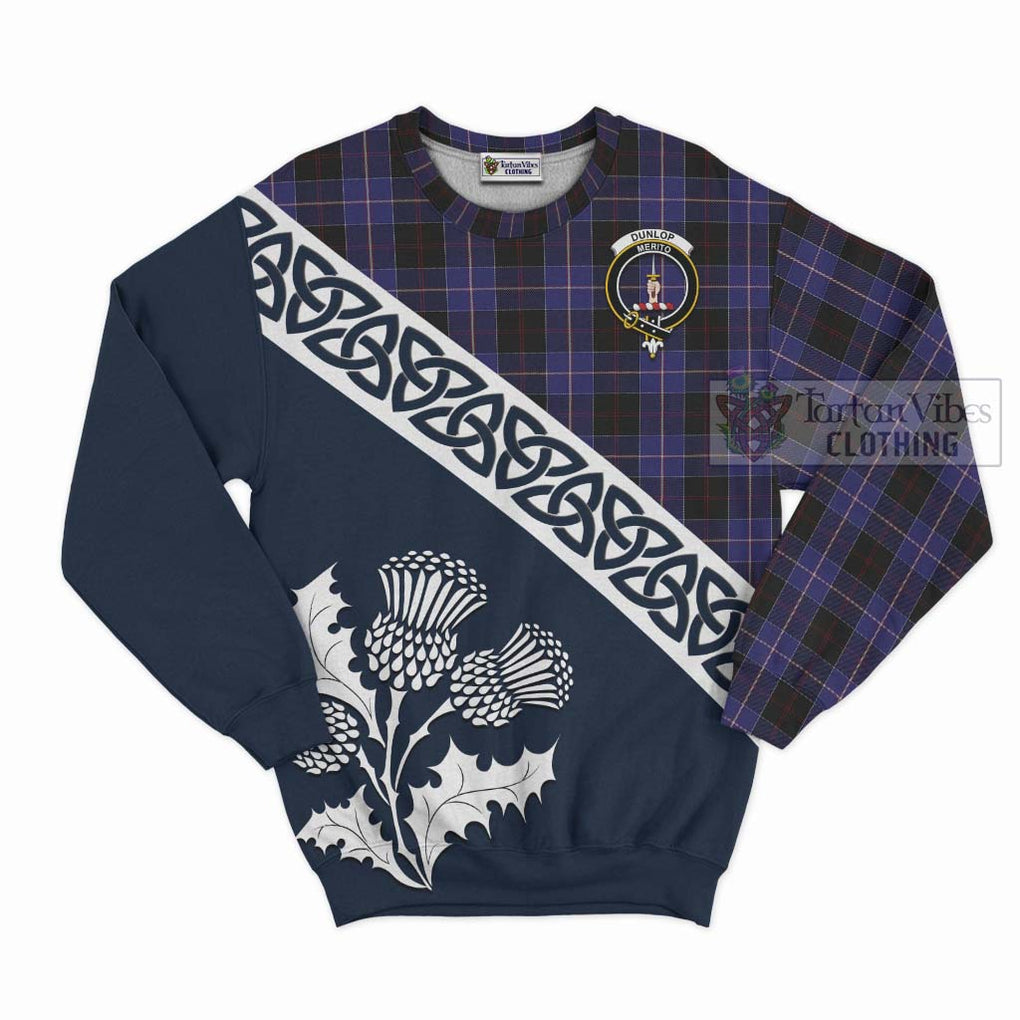 Tartan Vibes Clothing Dunlop Tartan Sweatshirt Featuring Thistle and Scotland Map