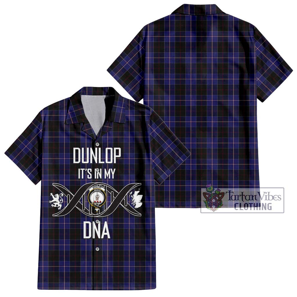 Dunlop Tartan Short Sleeve Button Shirt with Family Crest DNA In Me Style Kid - Tartanvibesclothing Shop