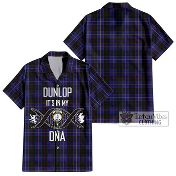 Dunlop Tartan Short Sleeve Button Shirt with Family Crest DNA In Me Style